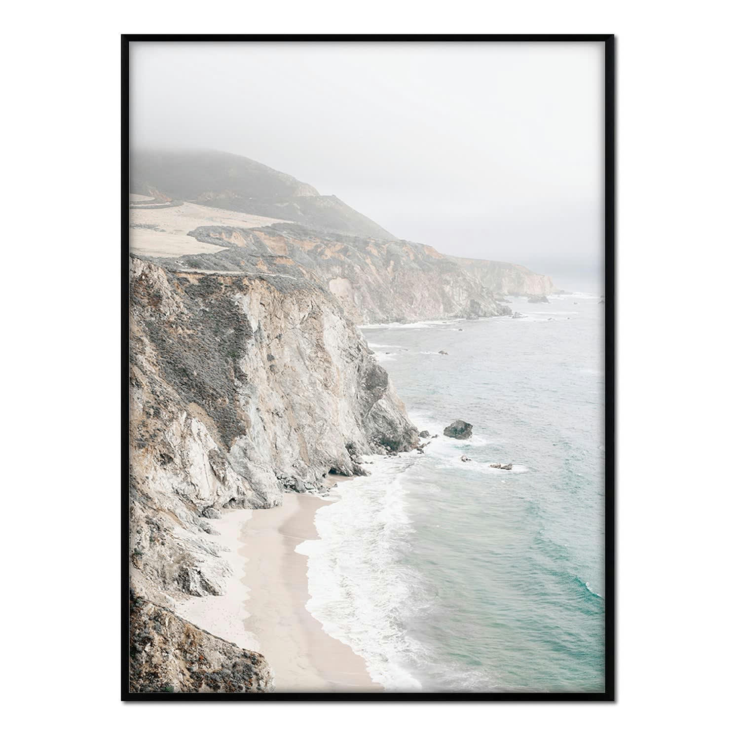 PLAYA - Affiche avec cadre noir - Falaises - 30x40