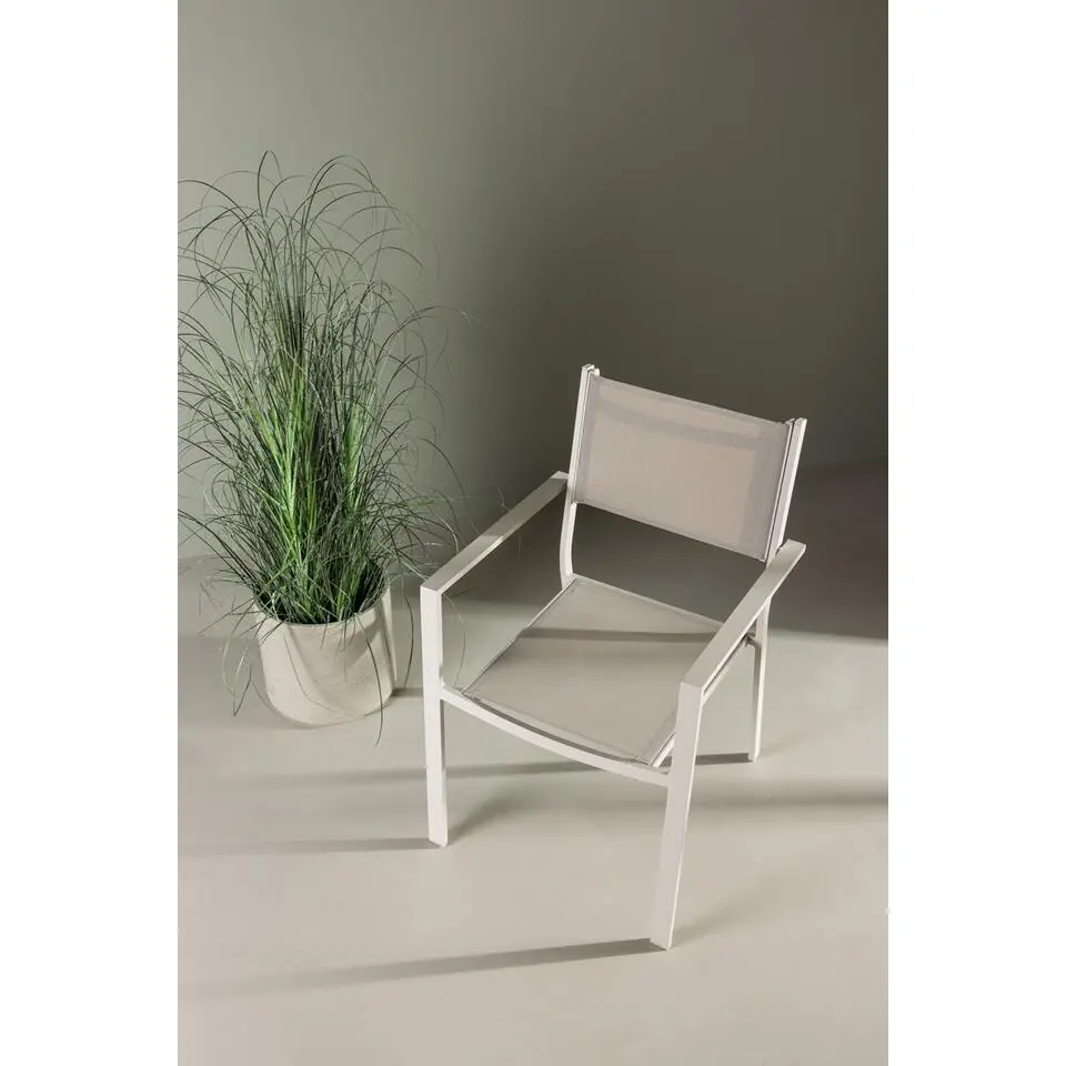 Nest outdoor Narda aluminium tuinstoel beige - met armleuningen - set van 2