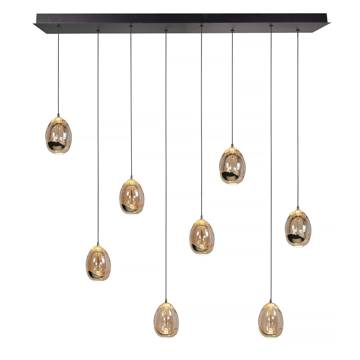 Highlight hanglamp Golden - 8 lichts - 115 x 155  cm - amber zwart