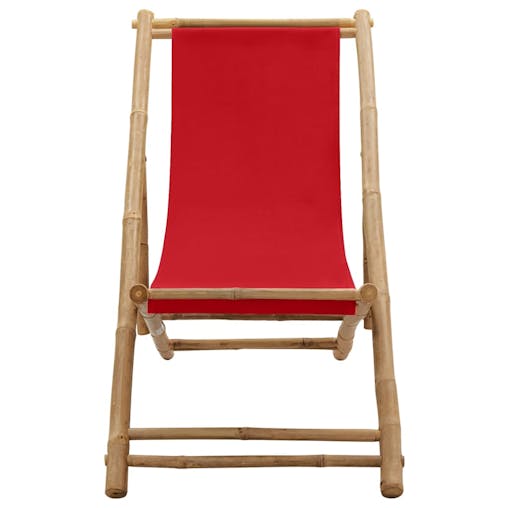 NNEVL Deck Chair Bamboo and Canvas Red