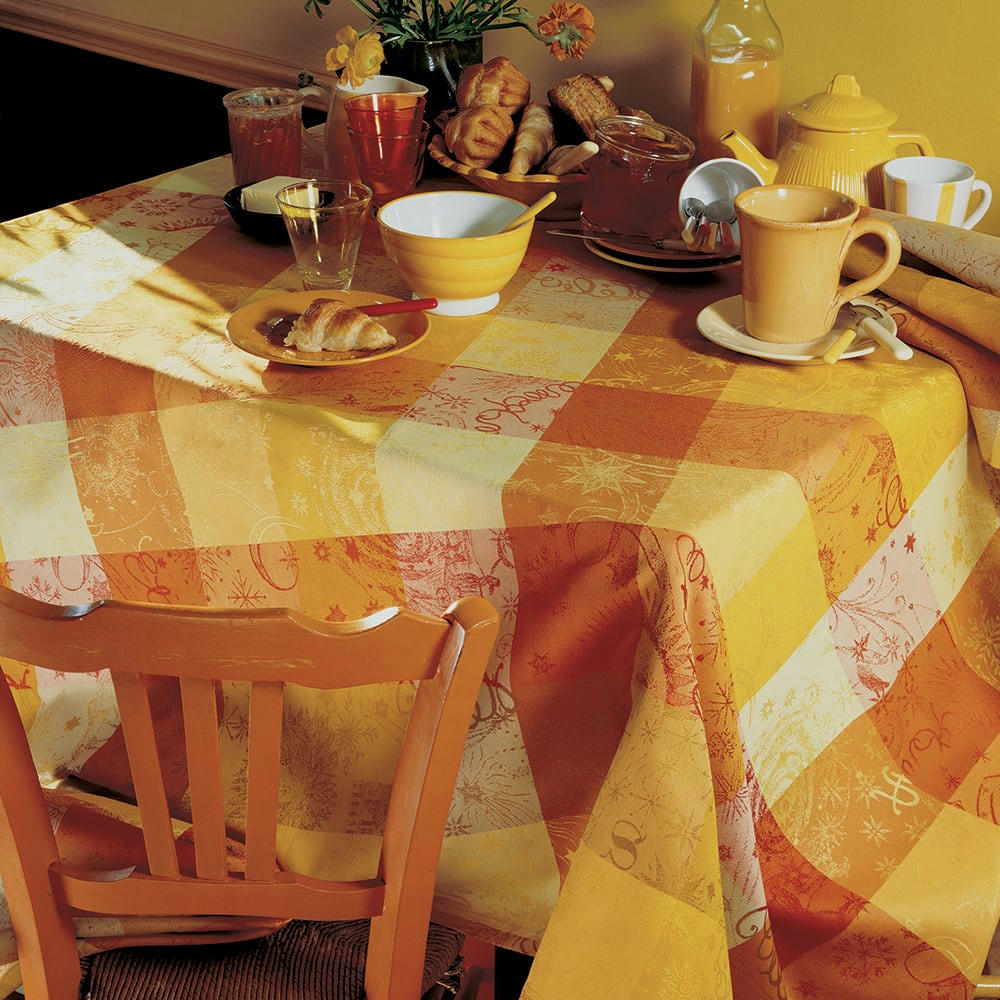 MILLE COULEURS SOLEIL - Nappe  pur coton jaune 180x250