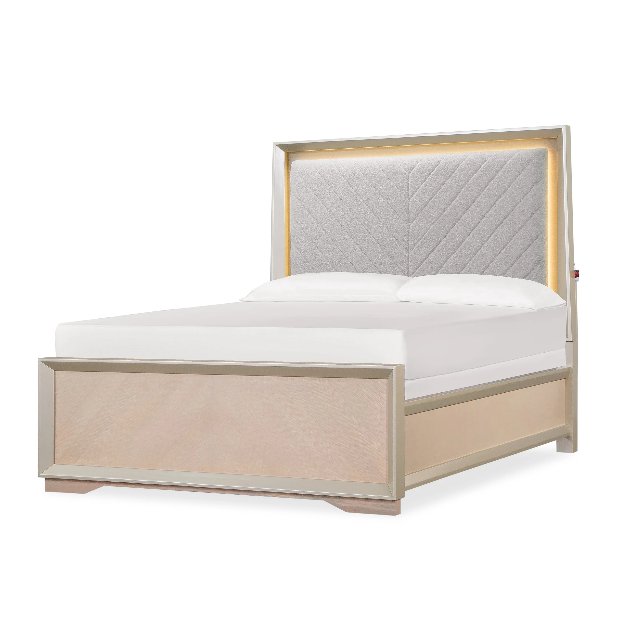 Milan Contemporary Champagne Bedroom Set with LED Lighting