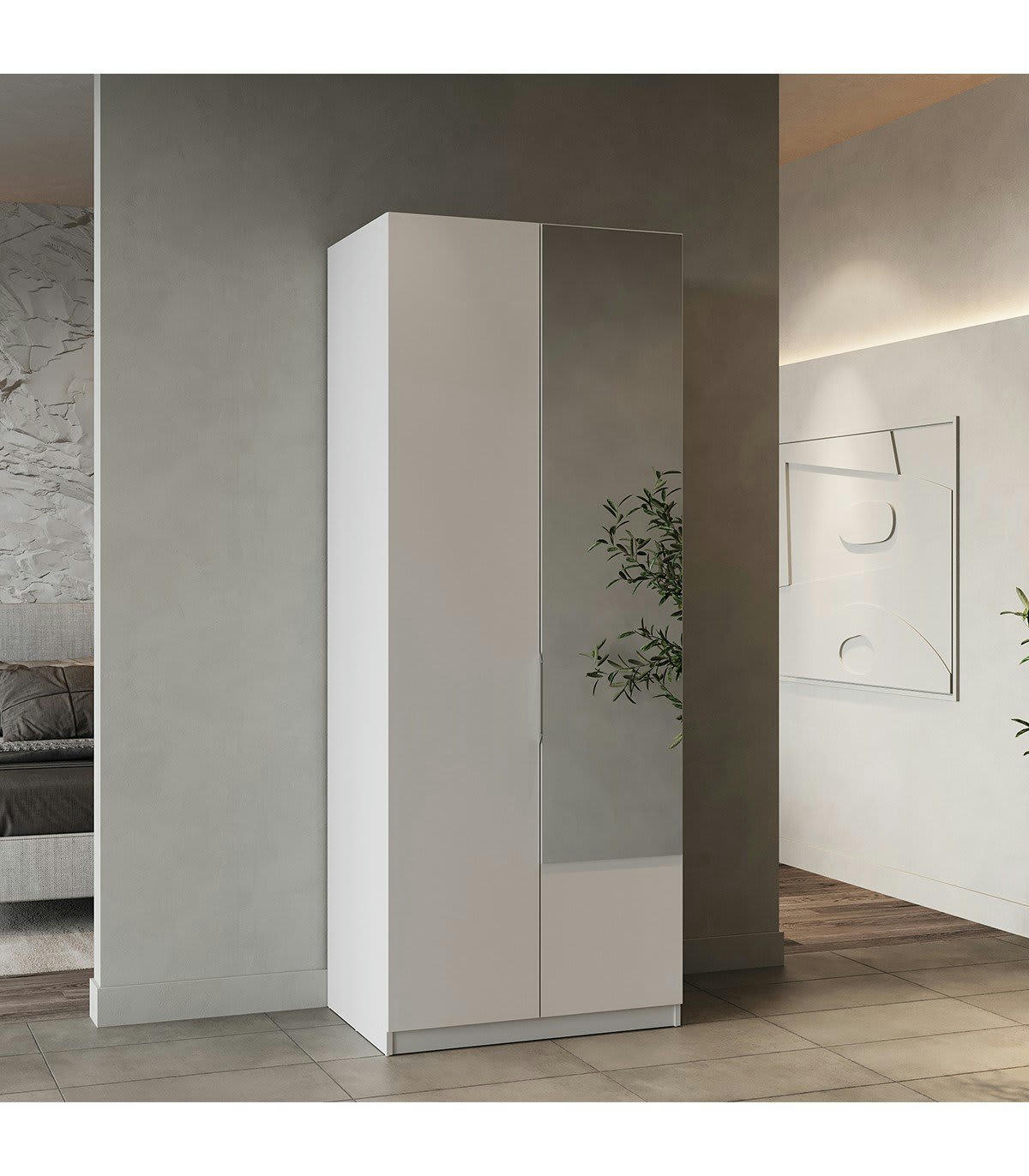 GHOST - Armoire 2 portes et miroir - L79,4 cm