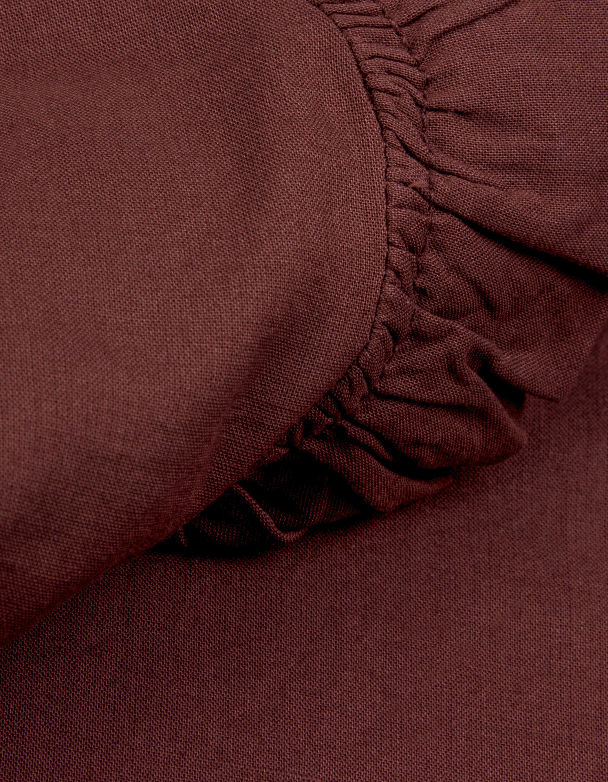 Top sans manches marron à plis ruchés Femme