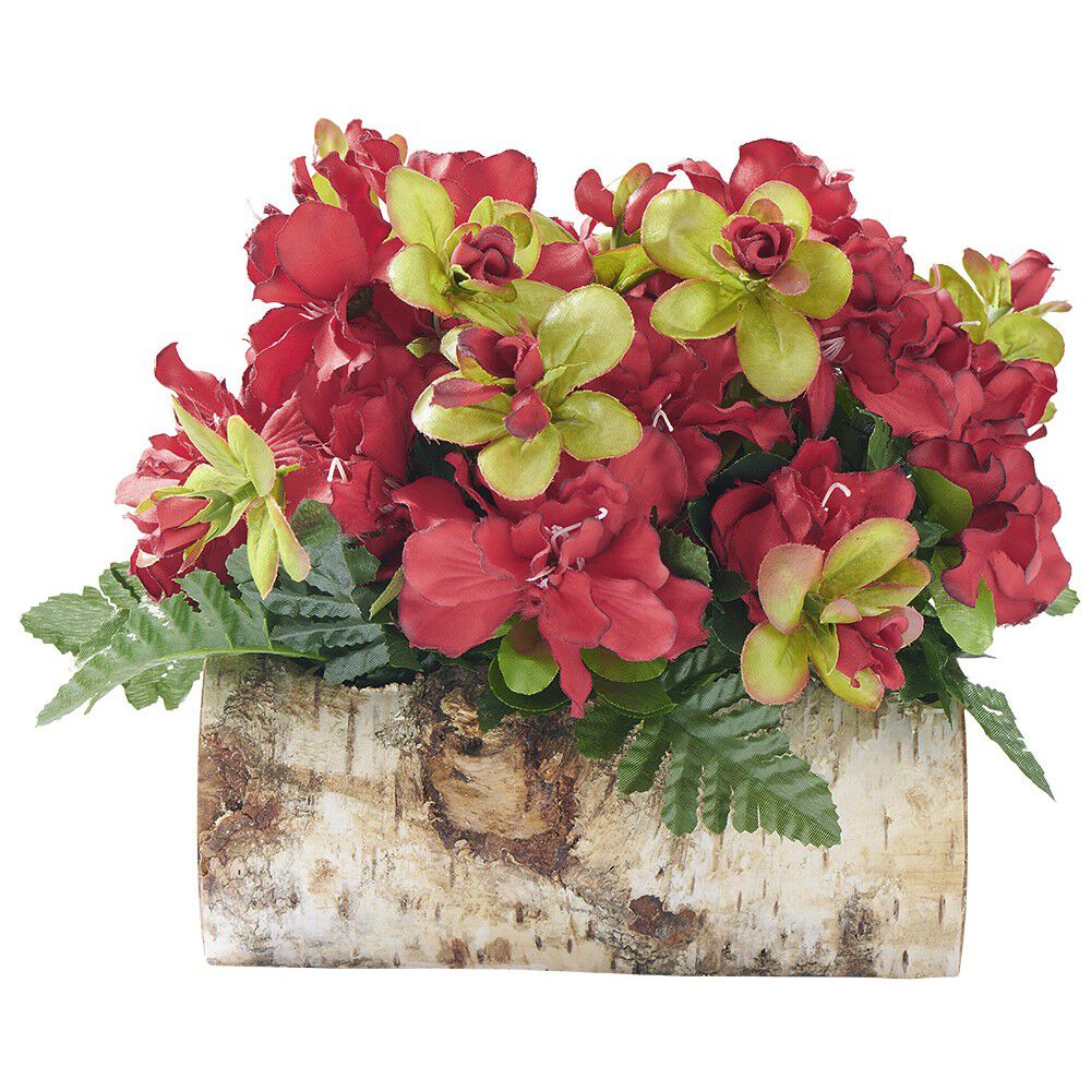 Buche avec fleur rouge