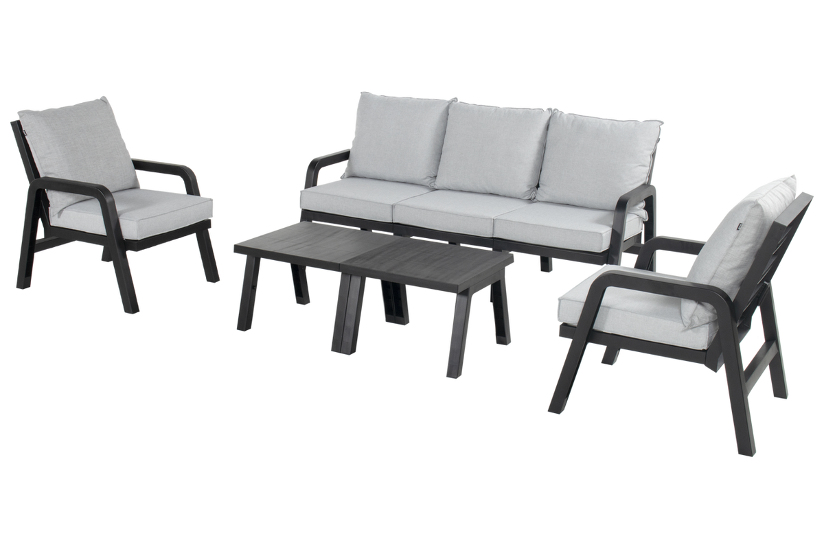 Hartman Loungeset Ibiza - Antraciet/Grijs - Kunststof - 5-Persoons