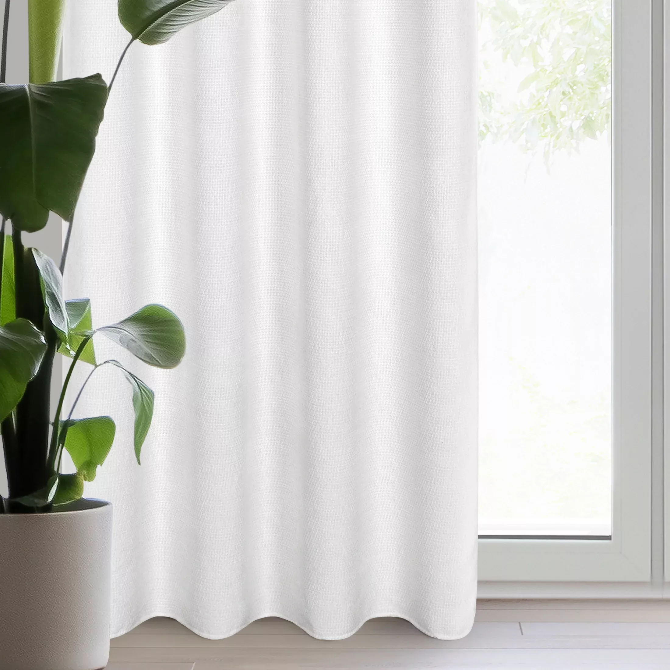 Zasłona biała z tkaniny szenilowej 135x250 przelotka - ALETA
