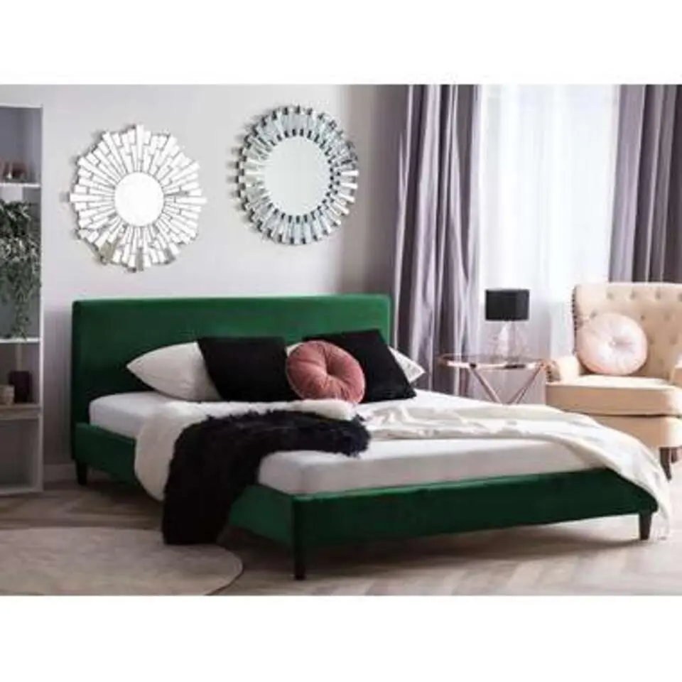 FITOU - Tweepersoonsbed - Groen - 180 x 200 cm - Fluweel