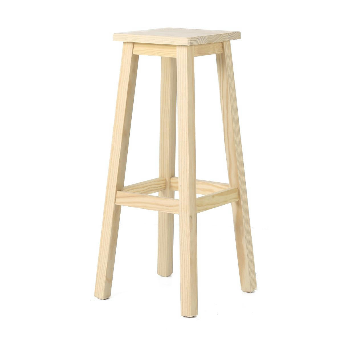 REGION - Tabouret de bar carré pin massif brut