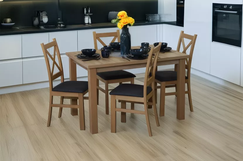 Komplet stół 120x80 z 4 krzesłami M011-4 Dąb Artisan