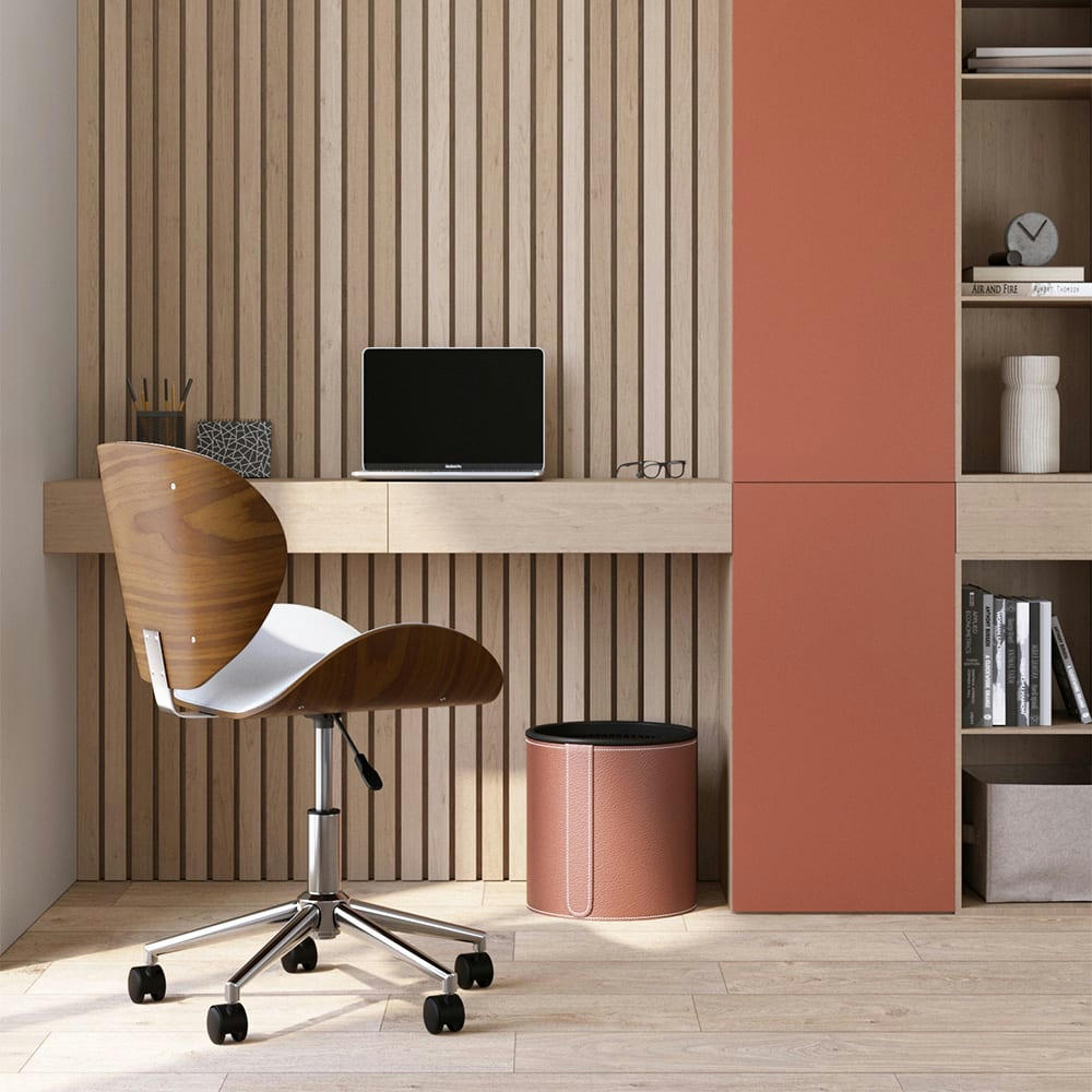 BAUDOIN - Chaise de bureau pivotante en cuir synthétique blanc 79-91cm