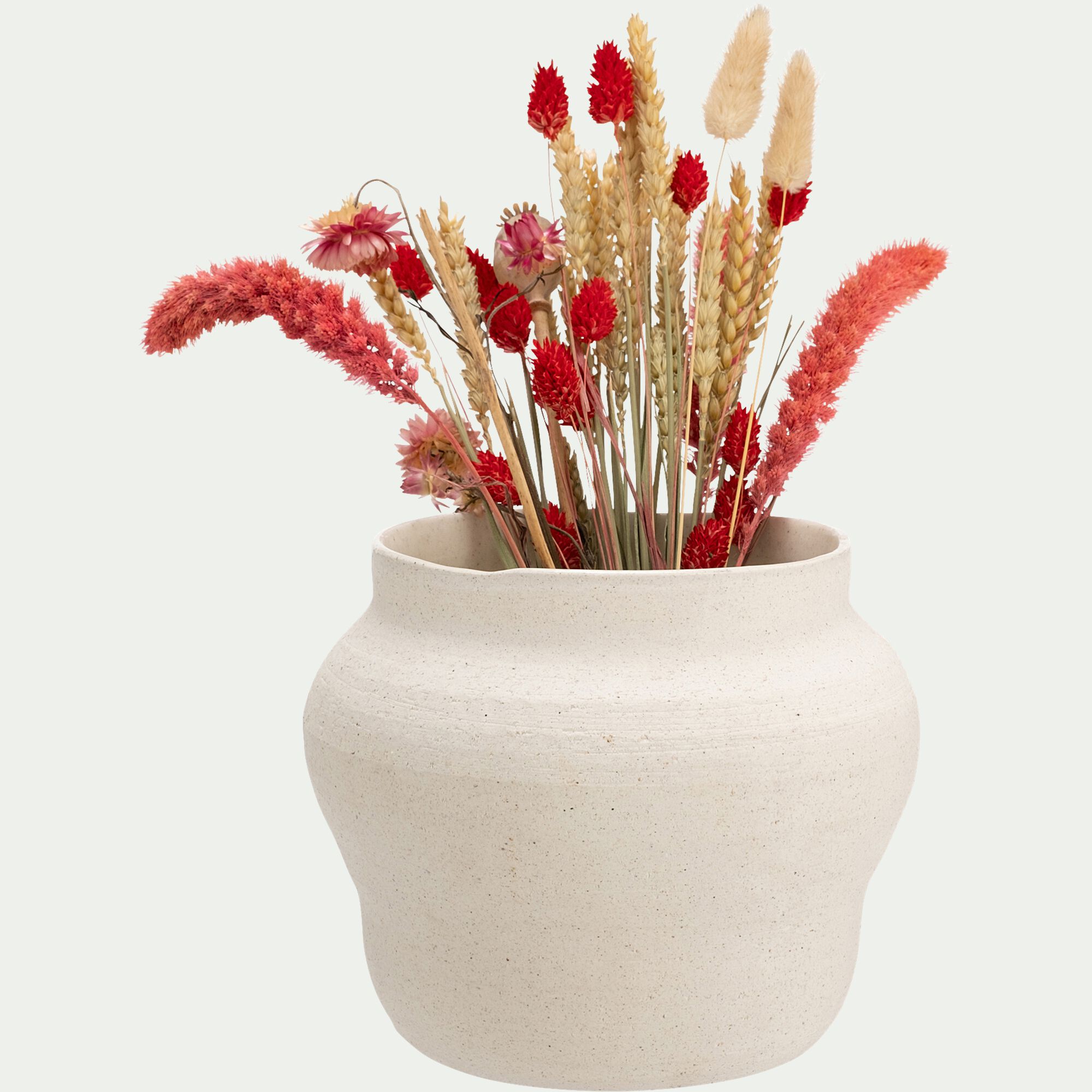 LOSSE - Vase classique en grès moucheté H16cm - blanc