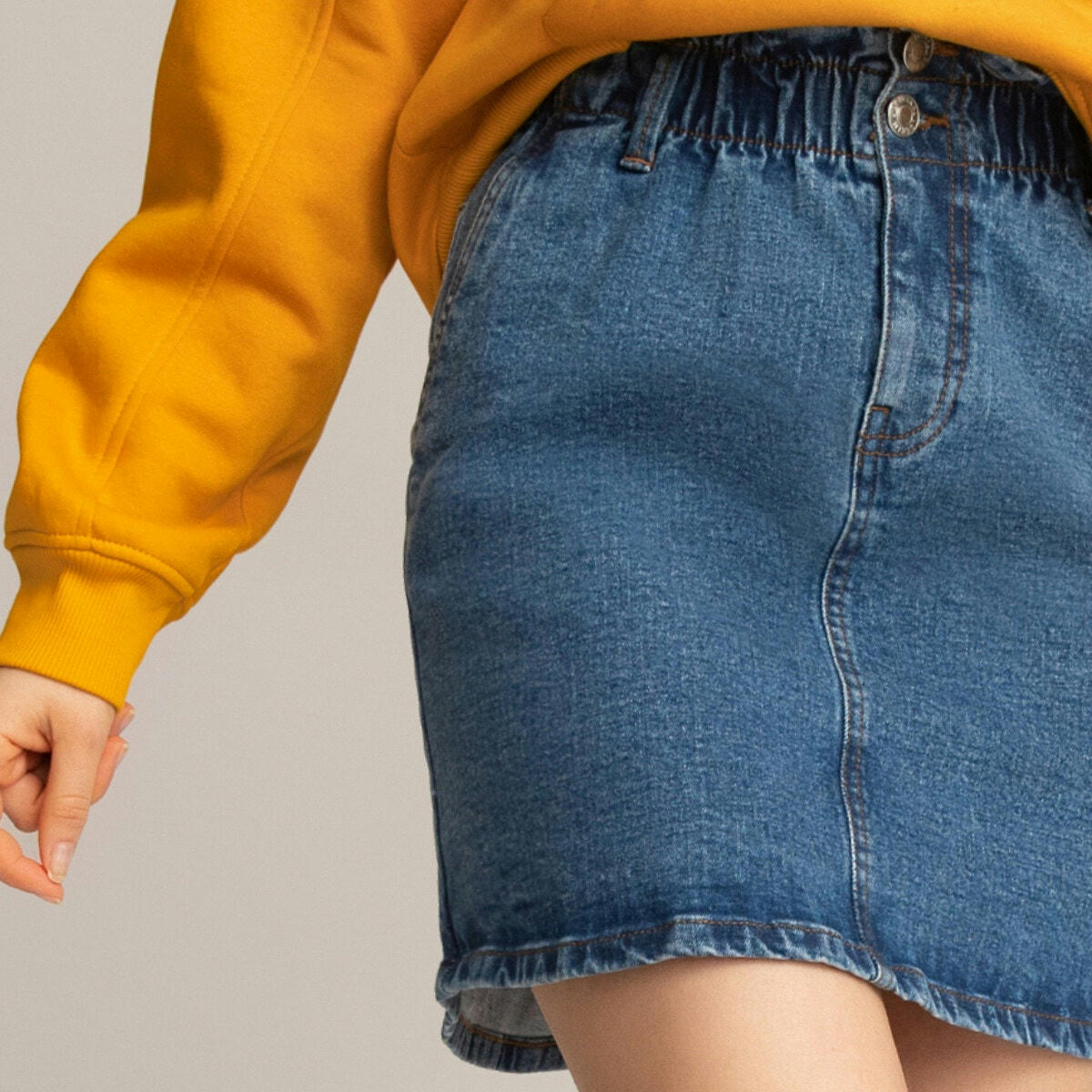 Jupe en jean droite paperbag