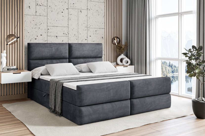 Łóżko kontynentalne z pojemnikiem BOXI3-Z - 120 x 200 cm