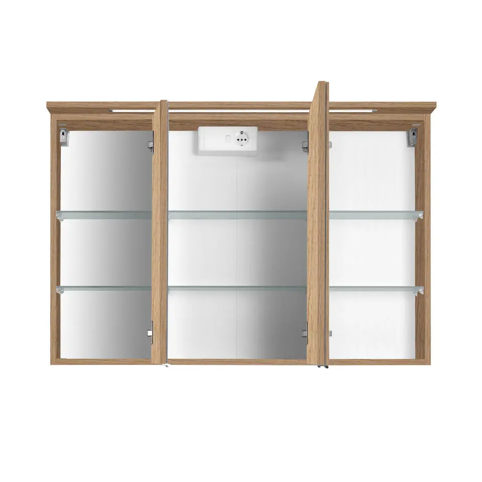 Spiegelkast Bobbi 100cm model 1 3 deuren & ledverlichting - eik