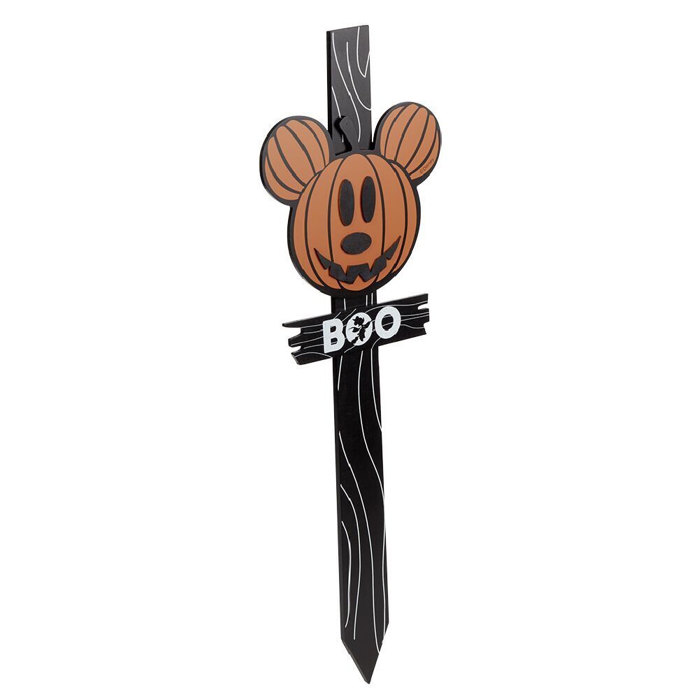 Panneau en bois Disney inscription BOO tête Mickey orange 23,5x2xH80cm