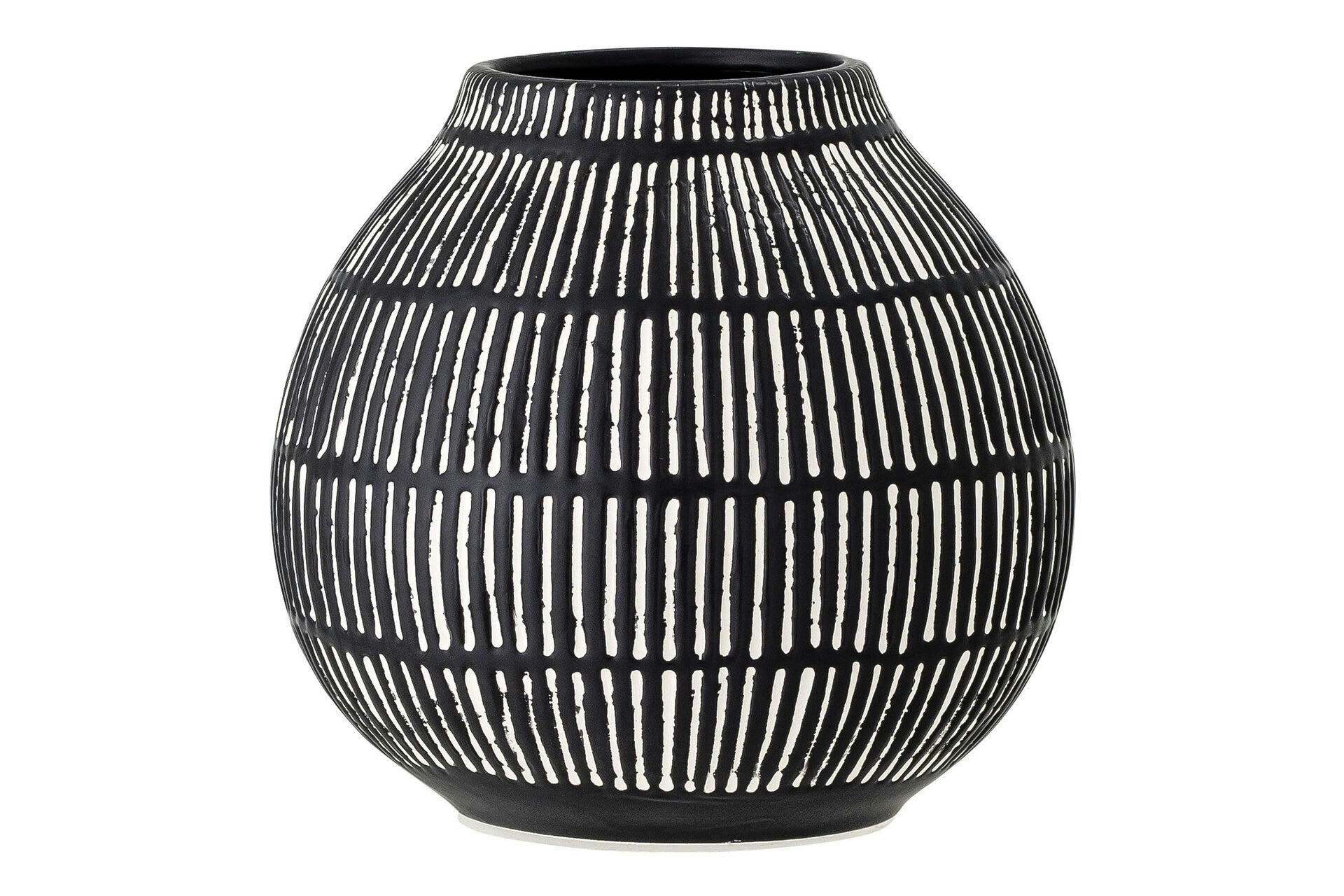 ELVEDA - Vase à décorer noir en grès H14.50cm