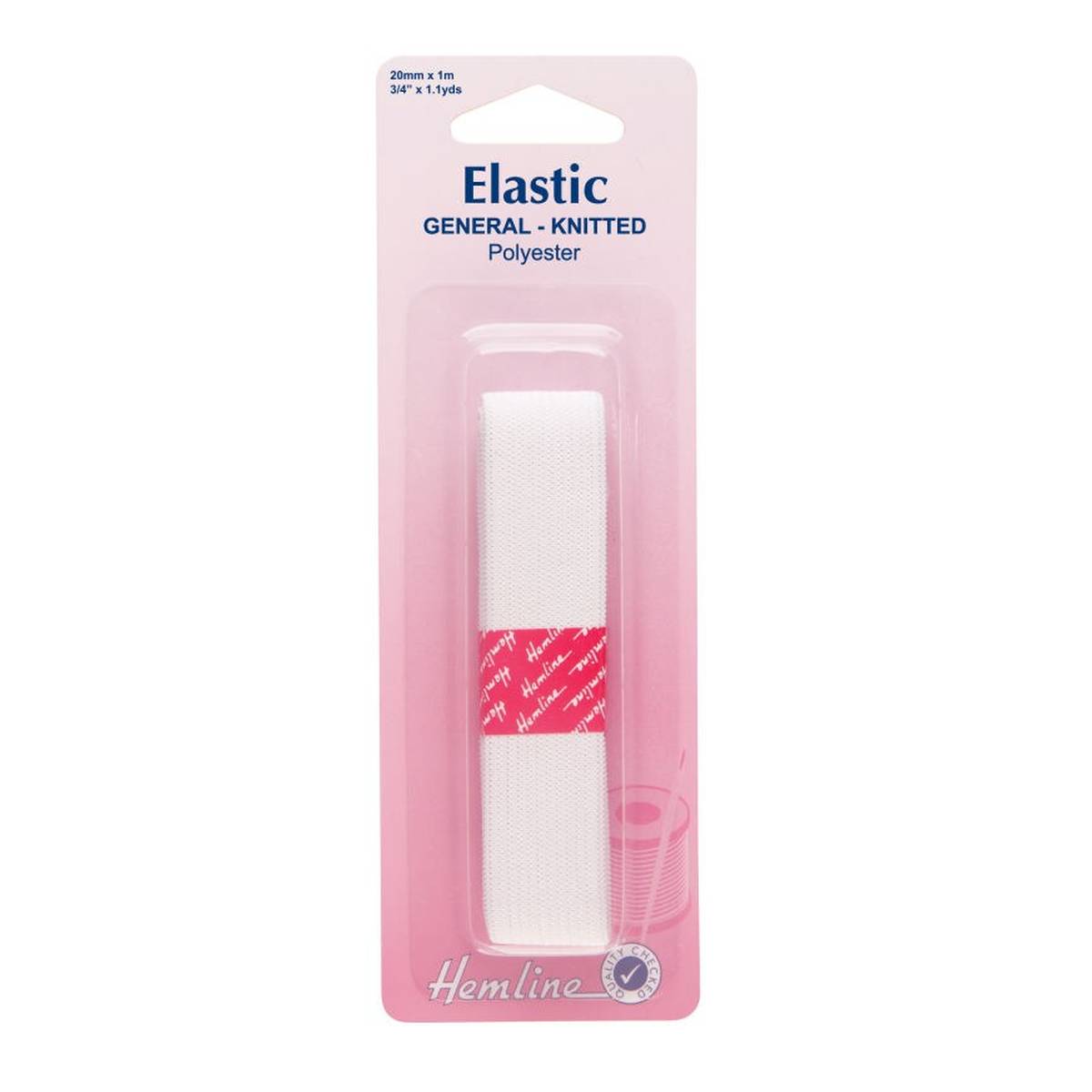 Hemline White Elastic 20mm x 1m