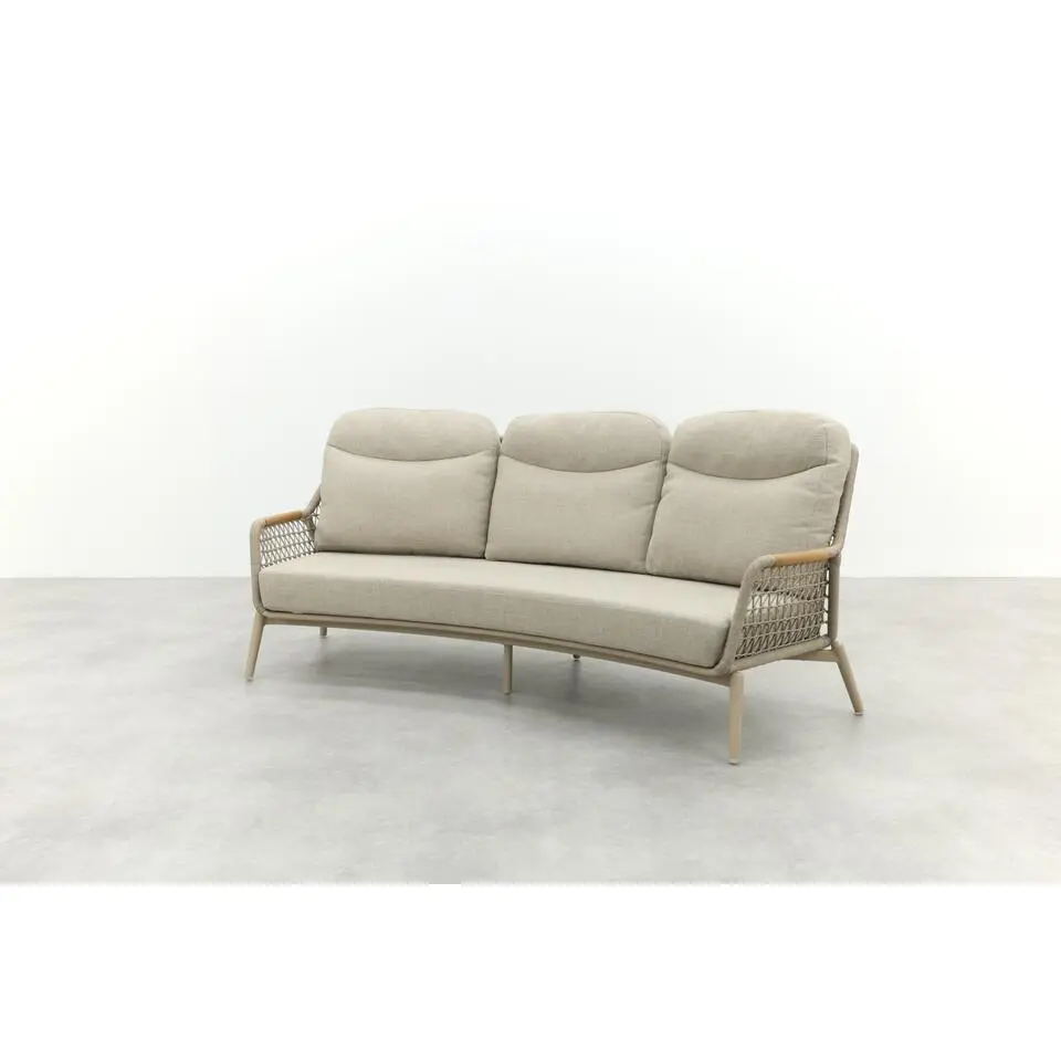 VDG Bilbao 3-zits rope loungebank - Latte/Teak