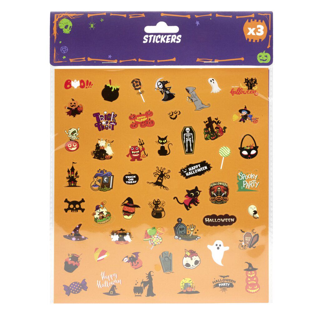 Planche stickers papier x3 thème Halloween 18x21cm