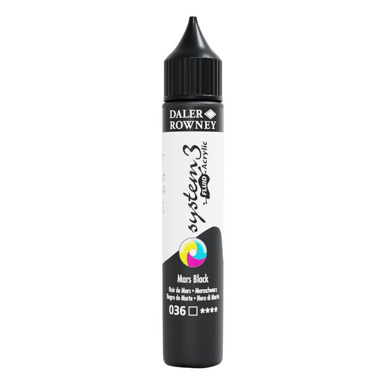Daler-Rowney System3 Mars Black Fluid Acrylic 29.5ml (036)