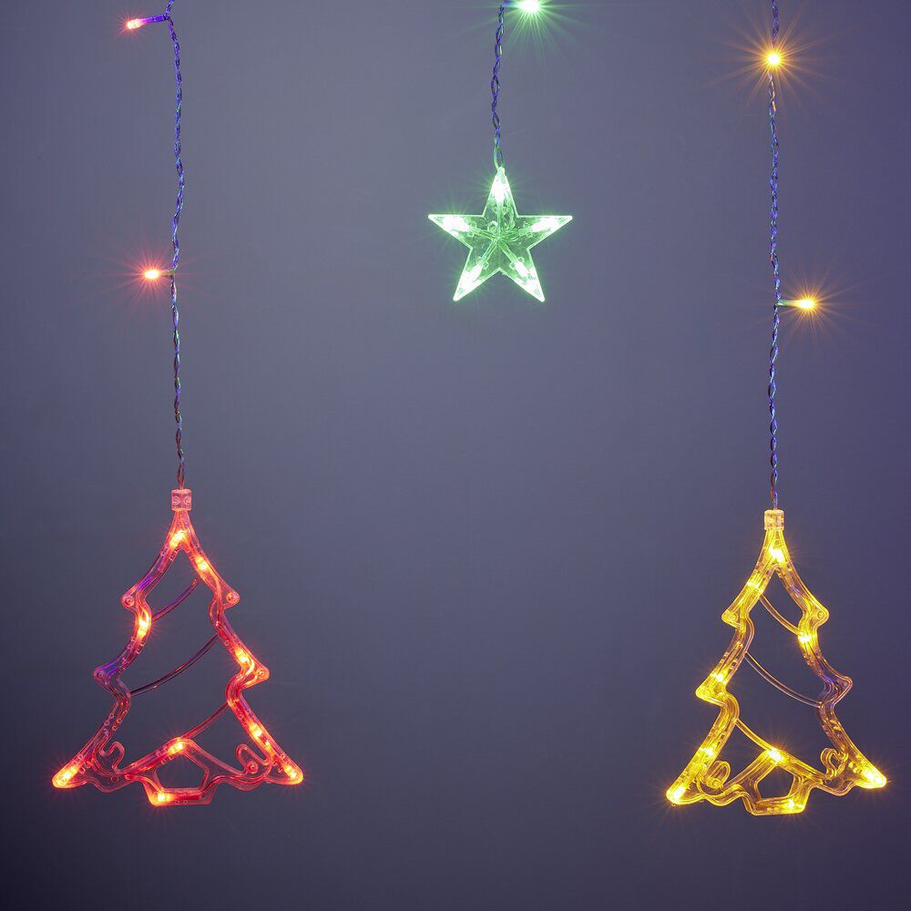 Guirlande de No&euml;l lumineuse 160LED bordure toit motifs sapin étoiles multicolore
