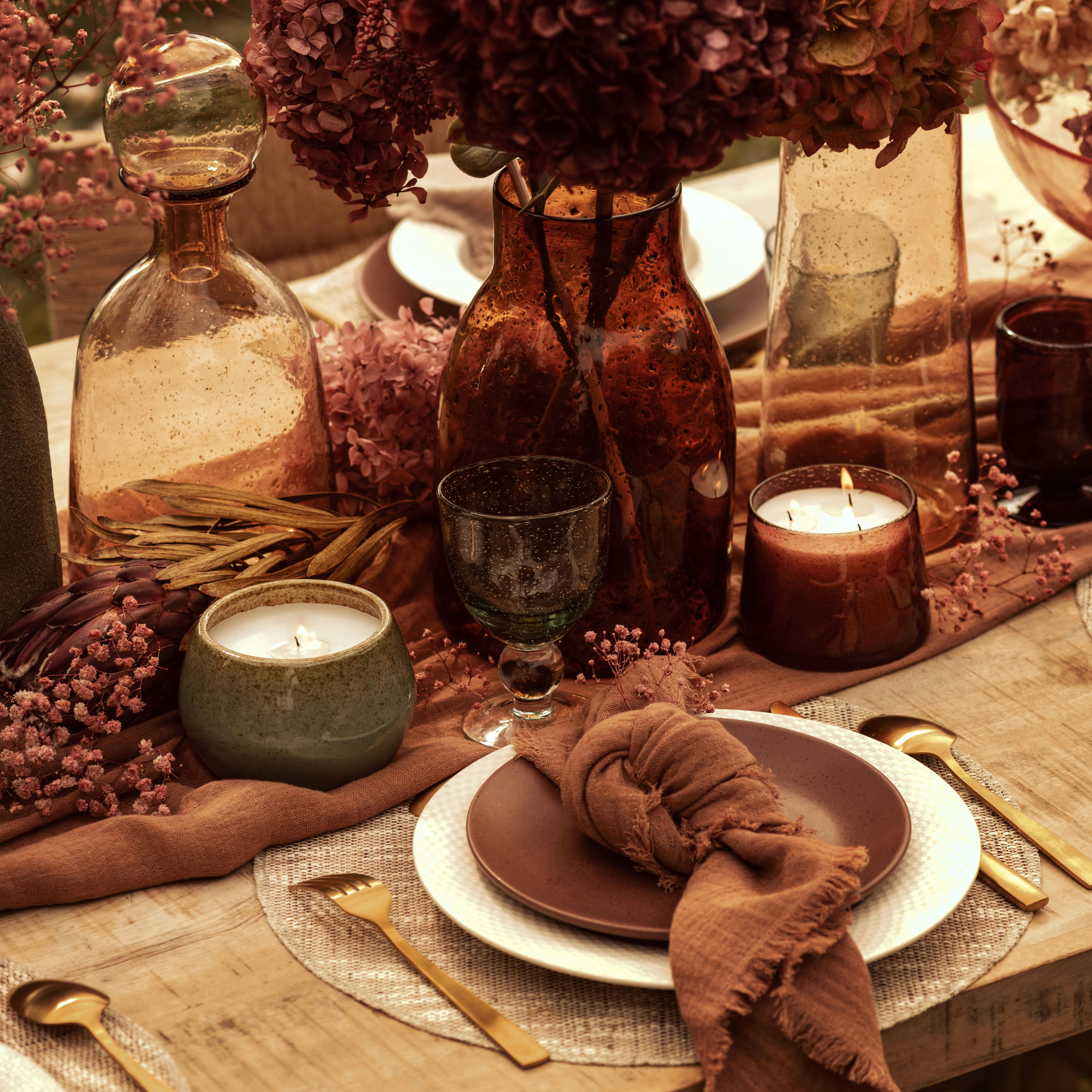 LUXOR - Flacon décoratif en verre ambré et doré H34