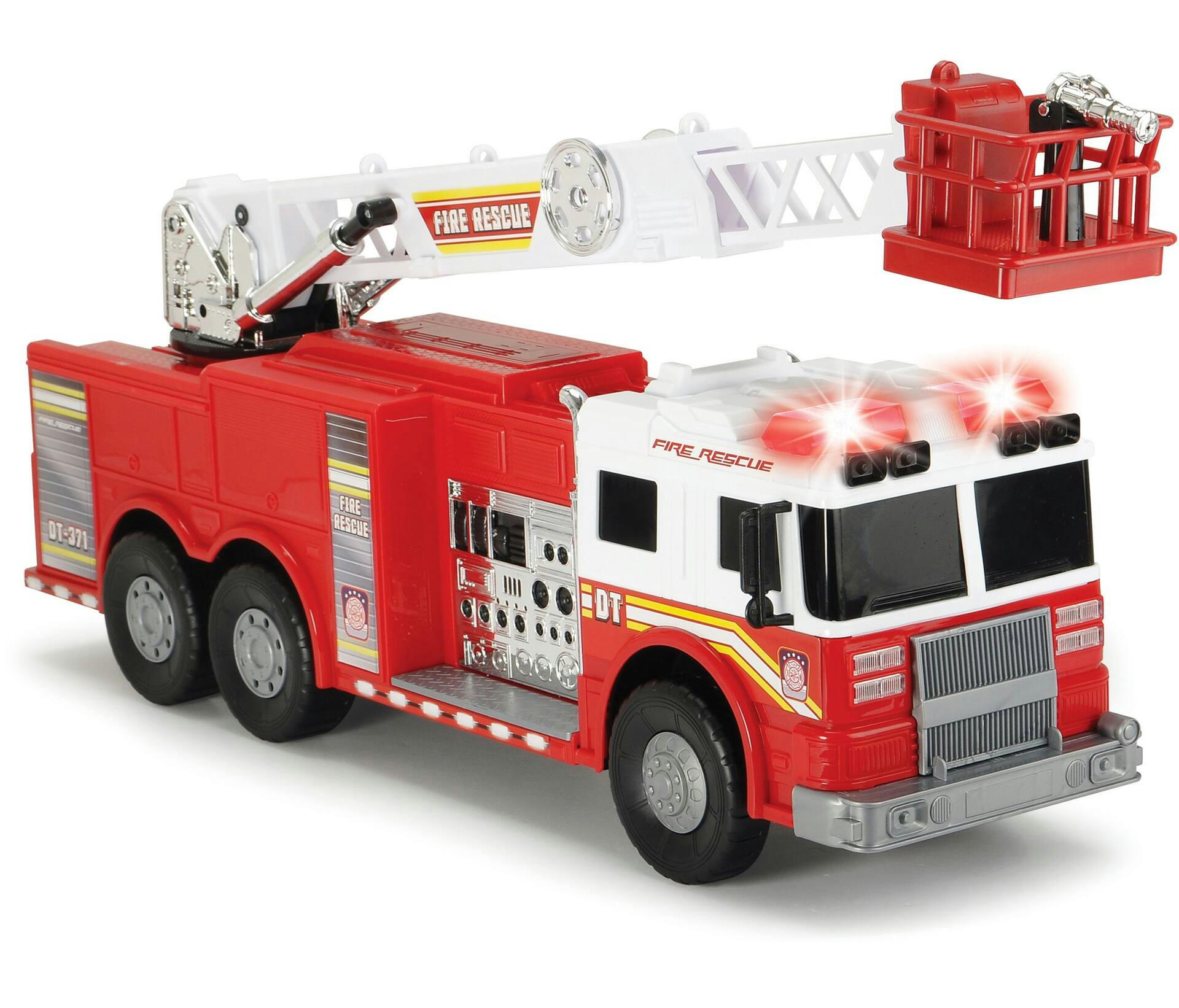 Dickie Toys SOS Fire & Rescue Ladder Truck Set, Battery Operated Light & Sound, Ages 3+