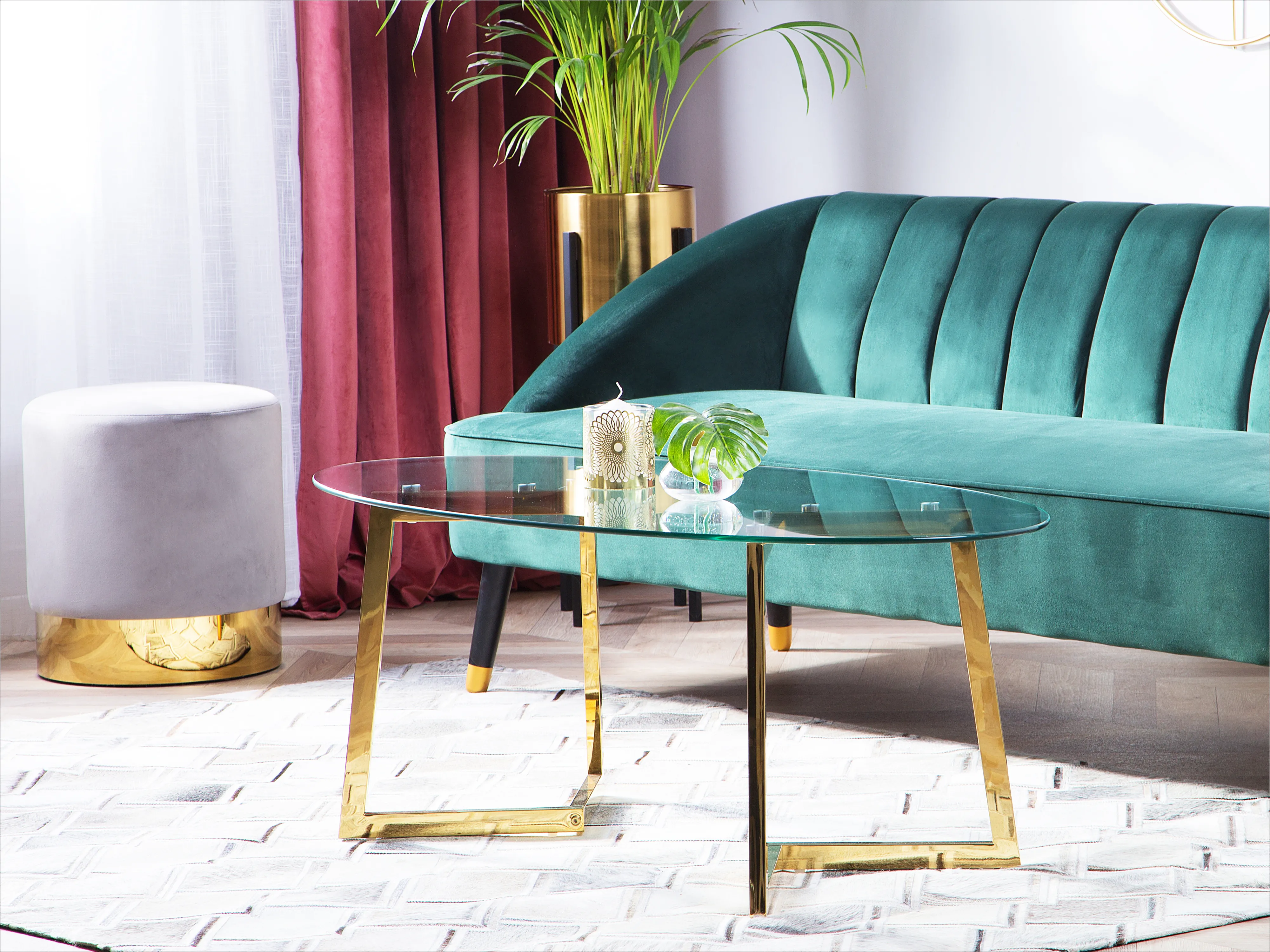 Coffee Table FRESNO Glass Gold