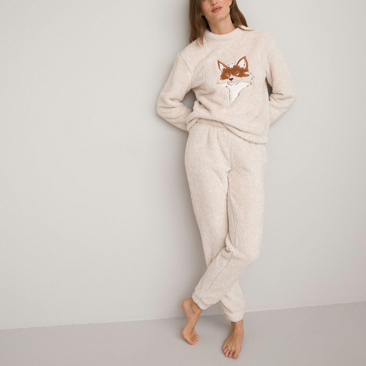 Pyjama maille peluche, brodé