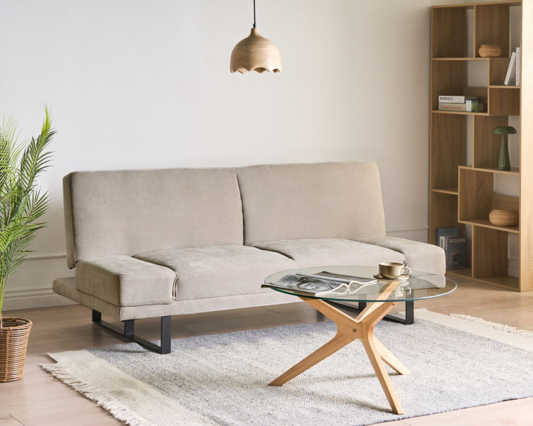 Sofa kanapa rozkładana 3-osobowa beżowa