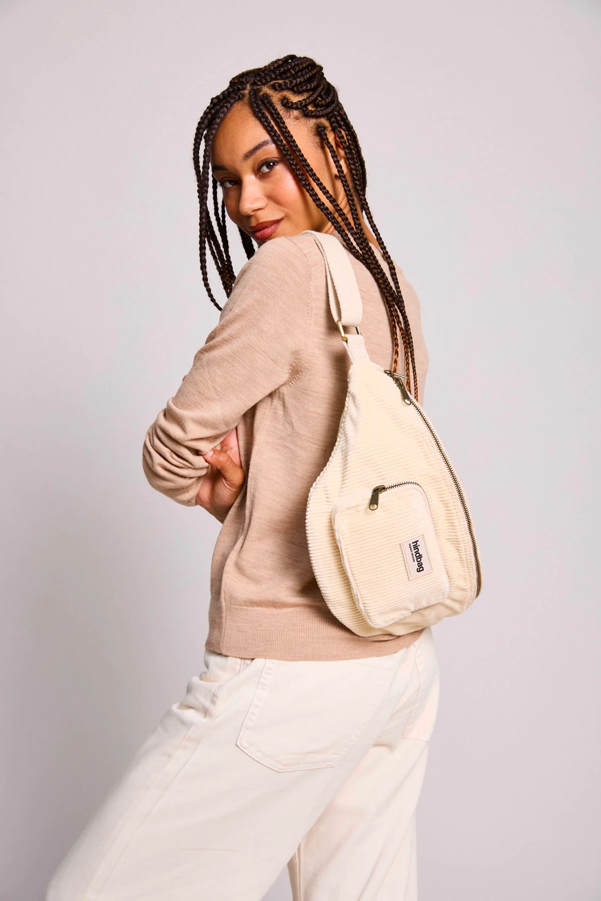 Sac banane XL Sofia Velours Beige