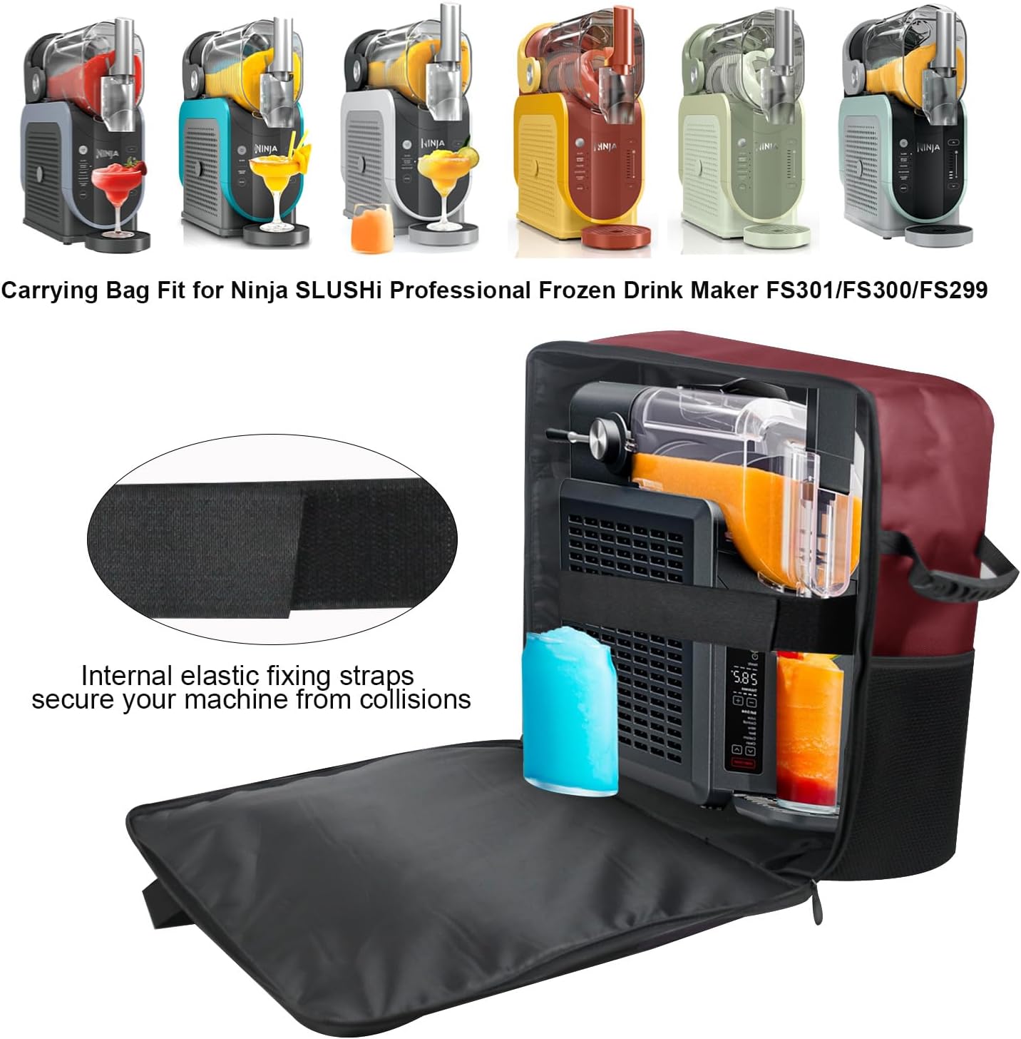 Carrying Bag for Ninja SLUSHi Slushie Machine,Portable Outdoor Travel Tote Storage Bag with Large Accessory Pocket, Frozen Drink Maker Bag for Outdoor Travel and Storage,68oz 72oz 88oz (Red)