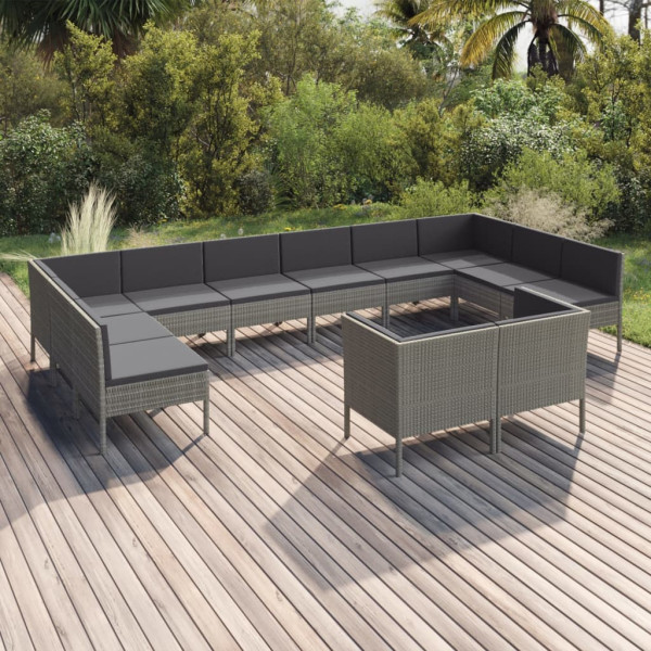 Zestaw wypoczynkowy do ogrodu Szary Technorattan 4x narożna   8x sofa