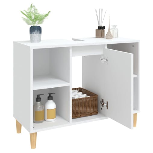 NNEVL Sink Cabinet White 80x33x60 cm Engineered Wood