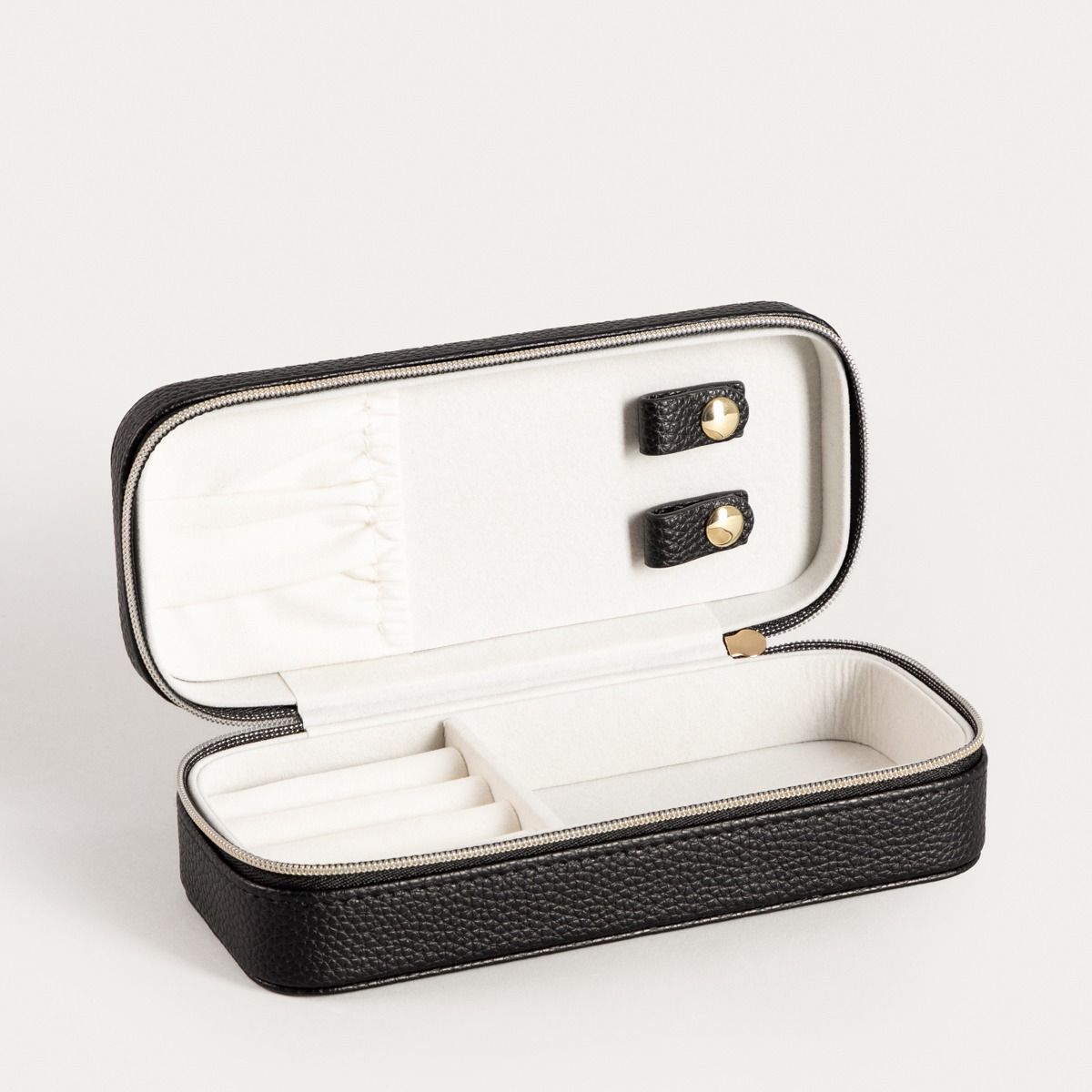 Szkatułka na biżuterię LINAS z ekoskóry czarna 17,5x8x5 cm