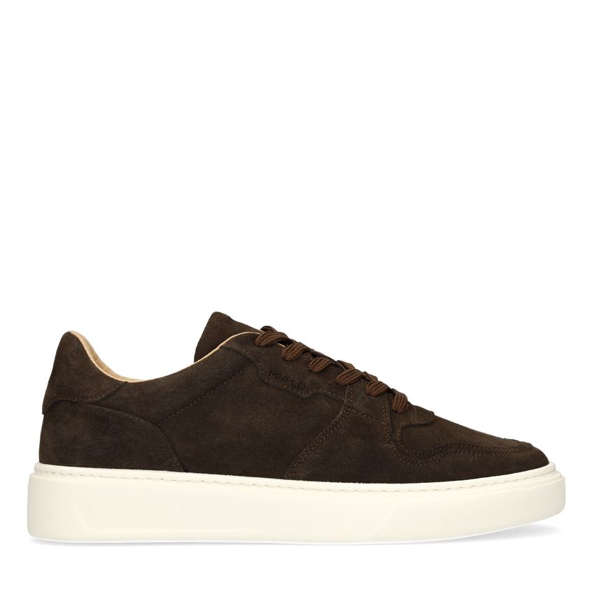 Manfield Donkerbruine suède sneakers