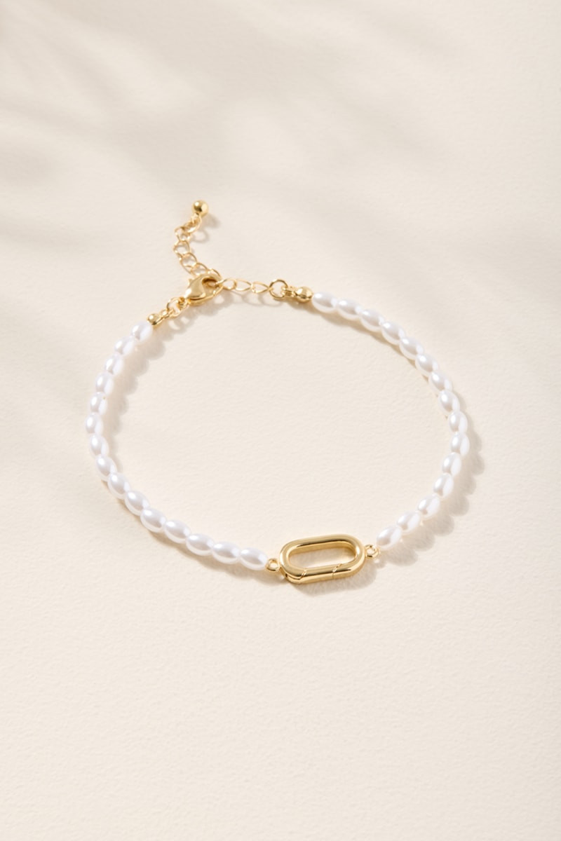 Pearl Cluster Charm Bracelet Base Gold