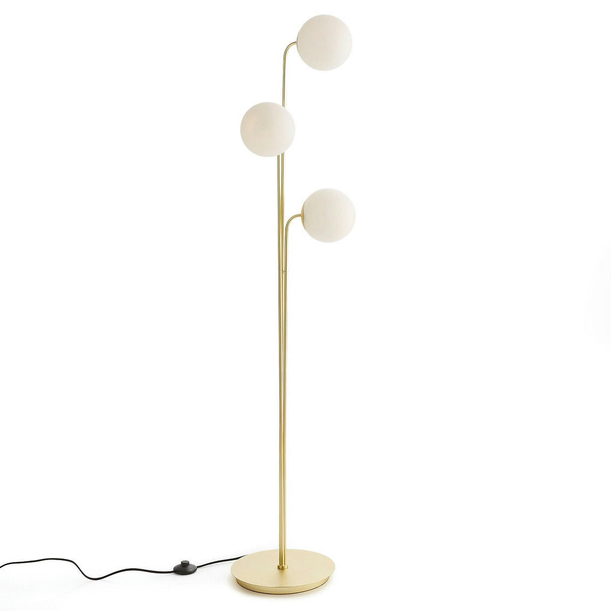 Lampadaire laiton et verre opaline, Moricio