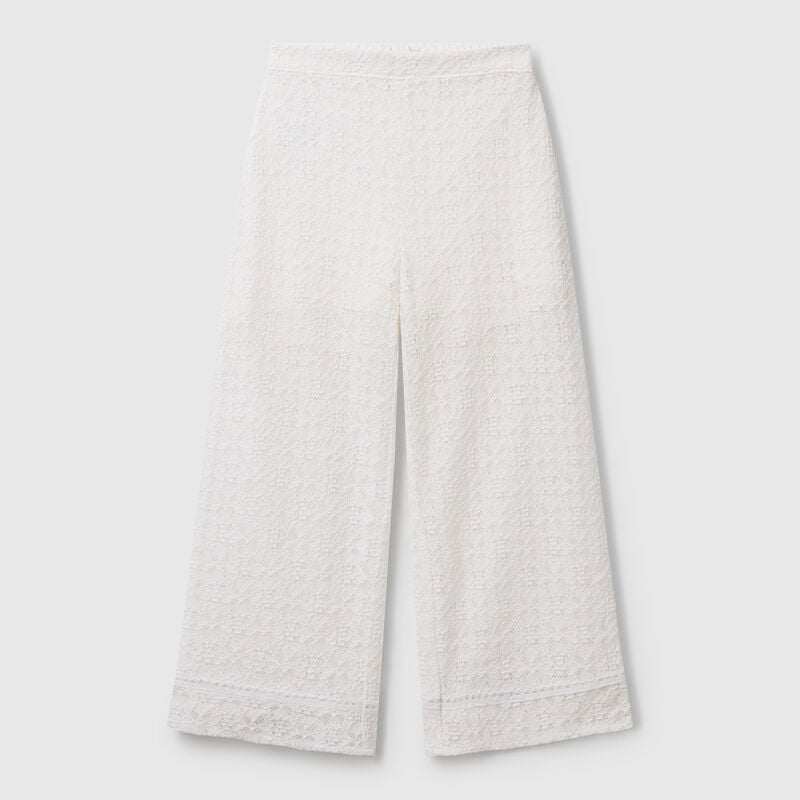 Wide leg trousers in lace