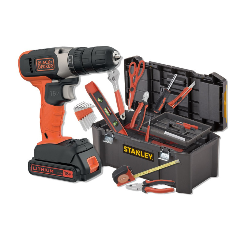 Pack perceuse visseuse avec coffre et outils