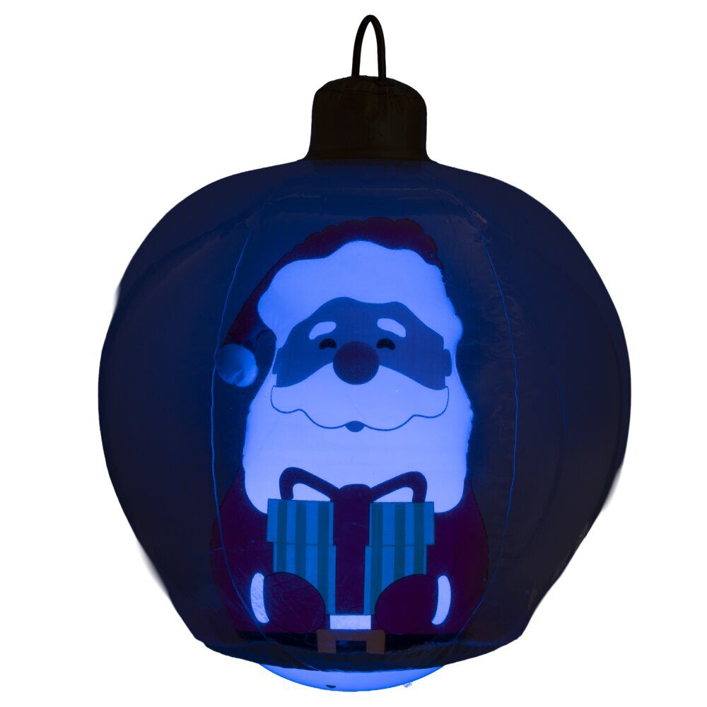 Boule de No&euml;l XL gonflable LED lumineuse Père No&euml;l rouge Ø60cm