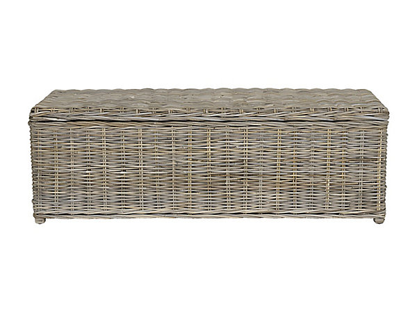 Coffre de rangement en kubu - L130 x P45 x H44 cm - Gris naturel - GAO