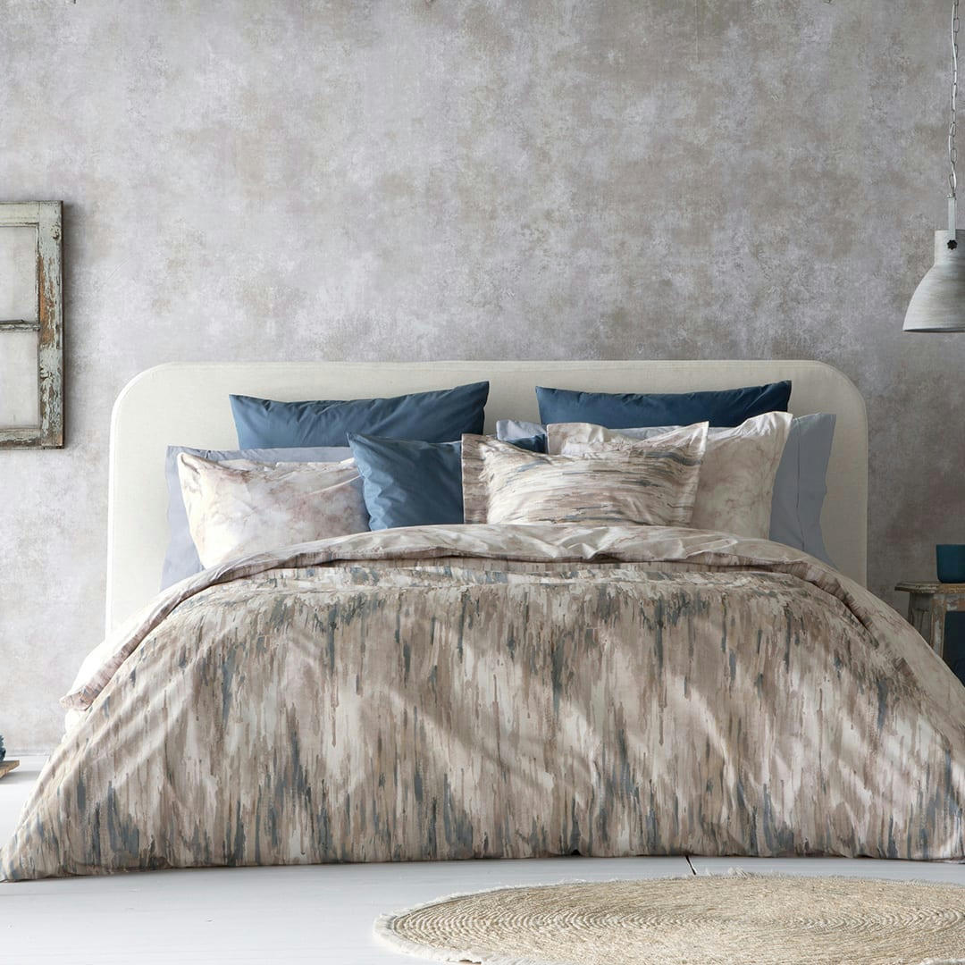 KANNO HDC - Housse de couette réversible en percale de coton  140x200 cm gris