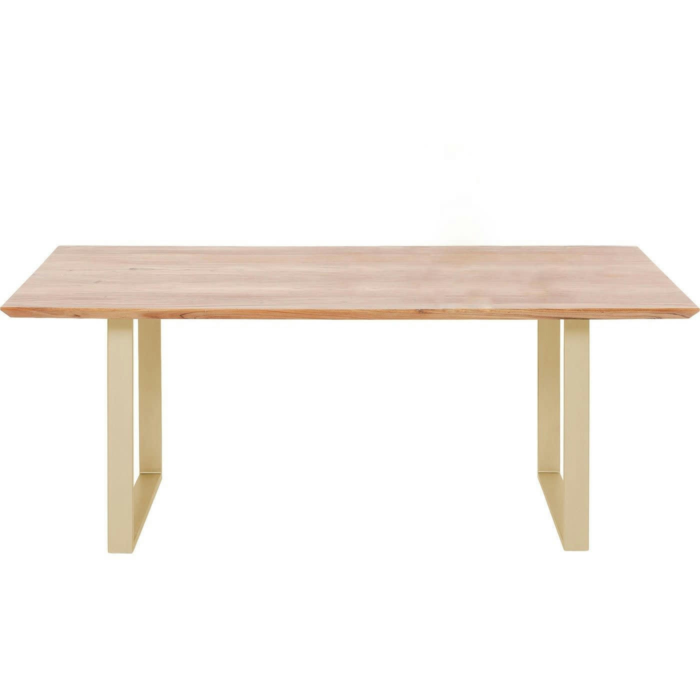 SYMPHONY - Table à manger 6 personnes acacia biseauté et acier laiton L160