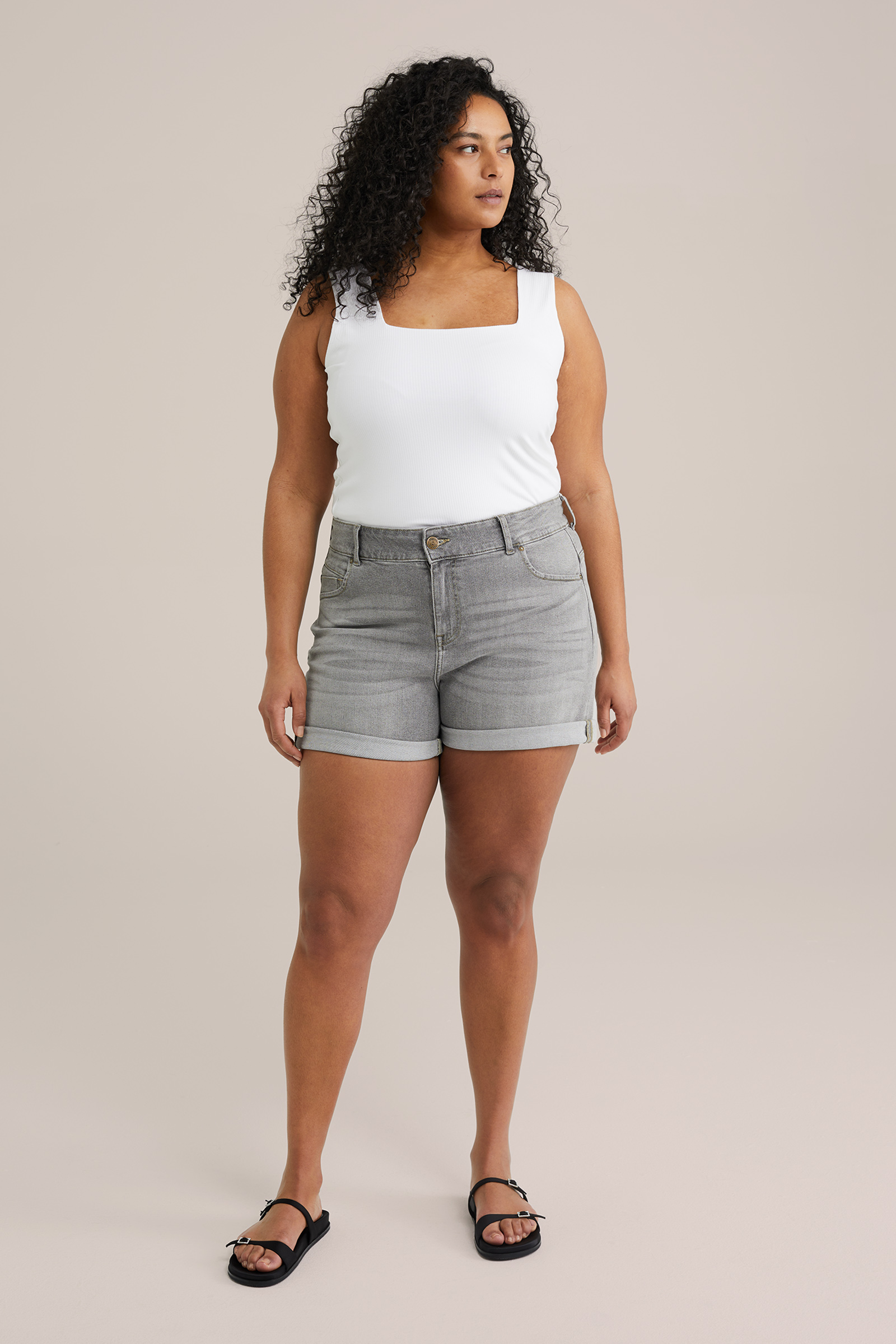 Dames singlet van ribstof - Curve