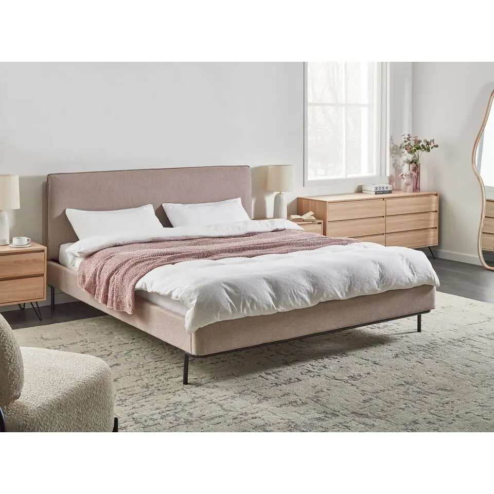 CORIO - Tweepersoonsbed - Taupe - 180 x 200 cm - Polyester