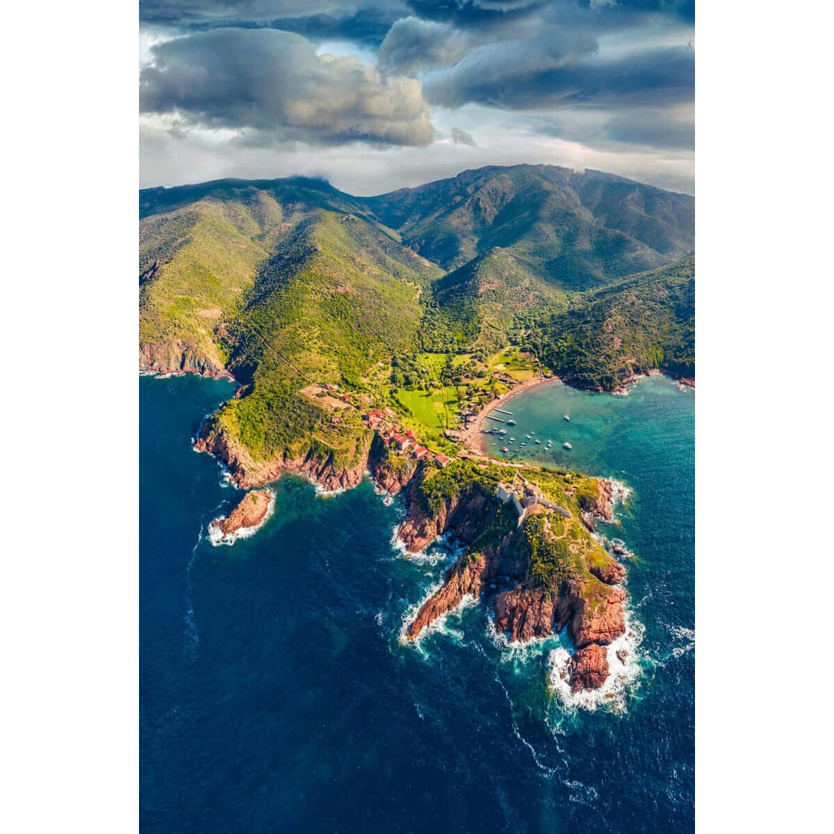MER - Tableau sur verre synthétique île de beauté 65x97 cm