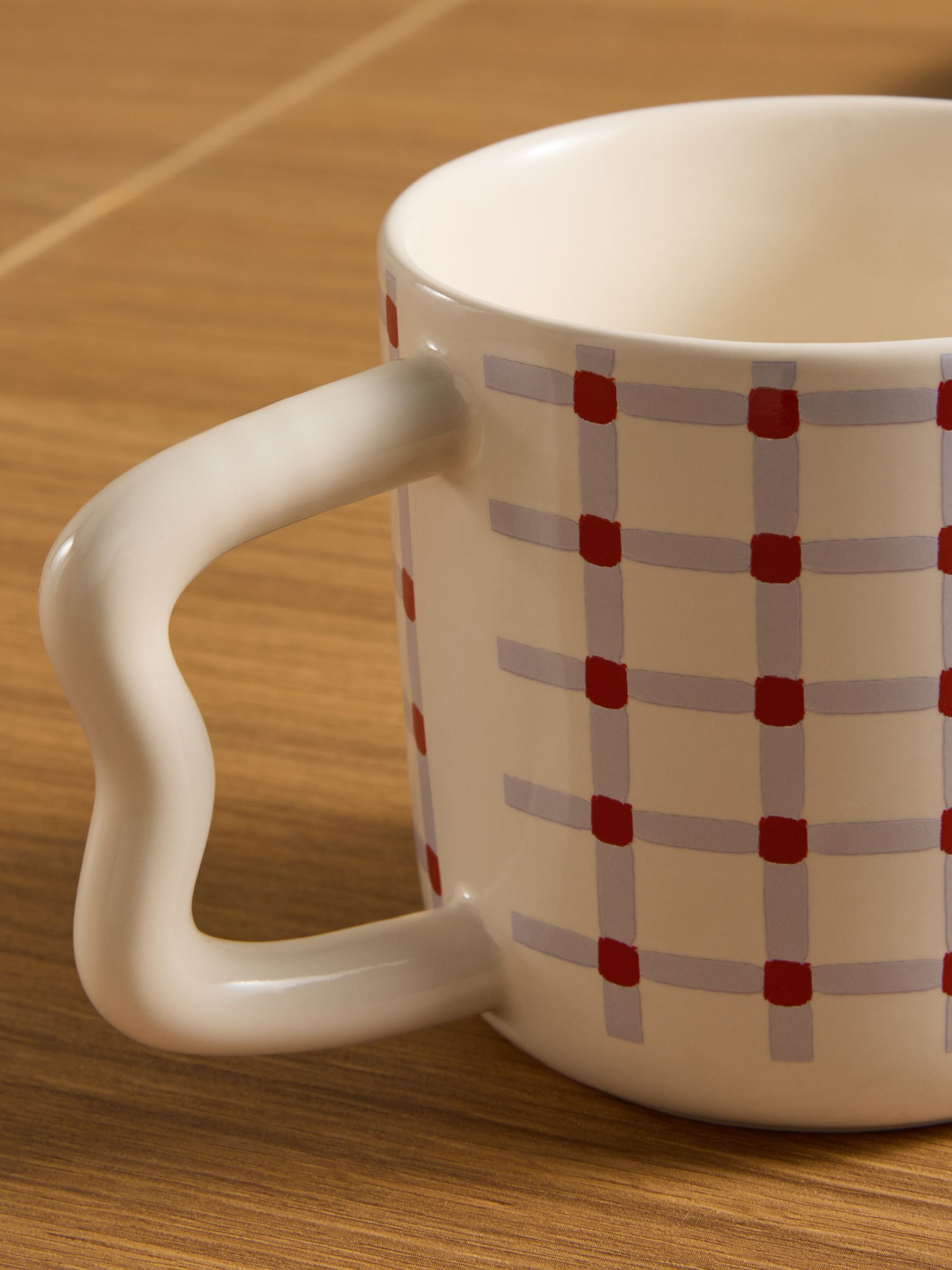 Set of 4 Sophus Check Mugs in Purple