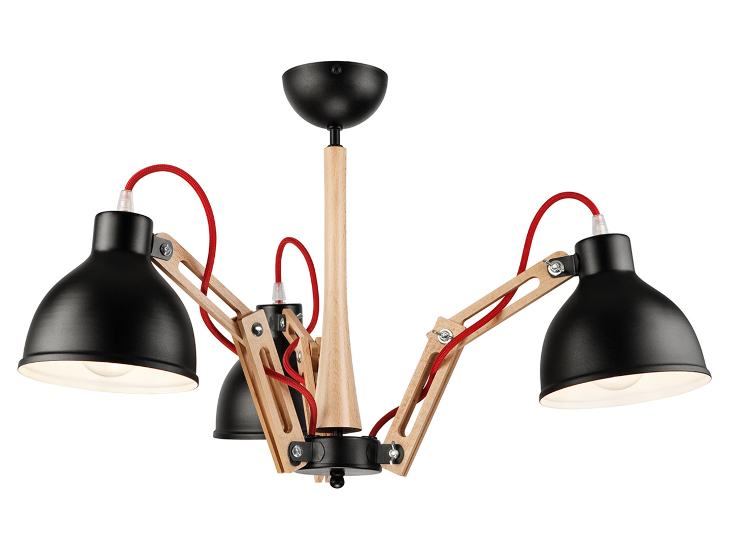 Lampa wisząca Marcello 3-punktowa drewniana brązowo-czarna